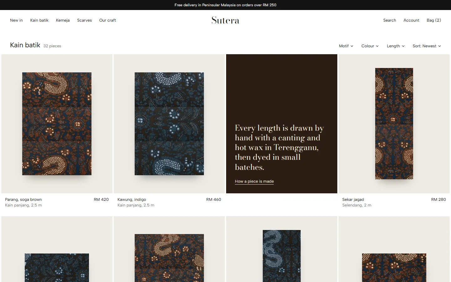 Sutera online store, concept